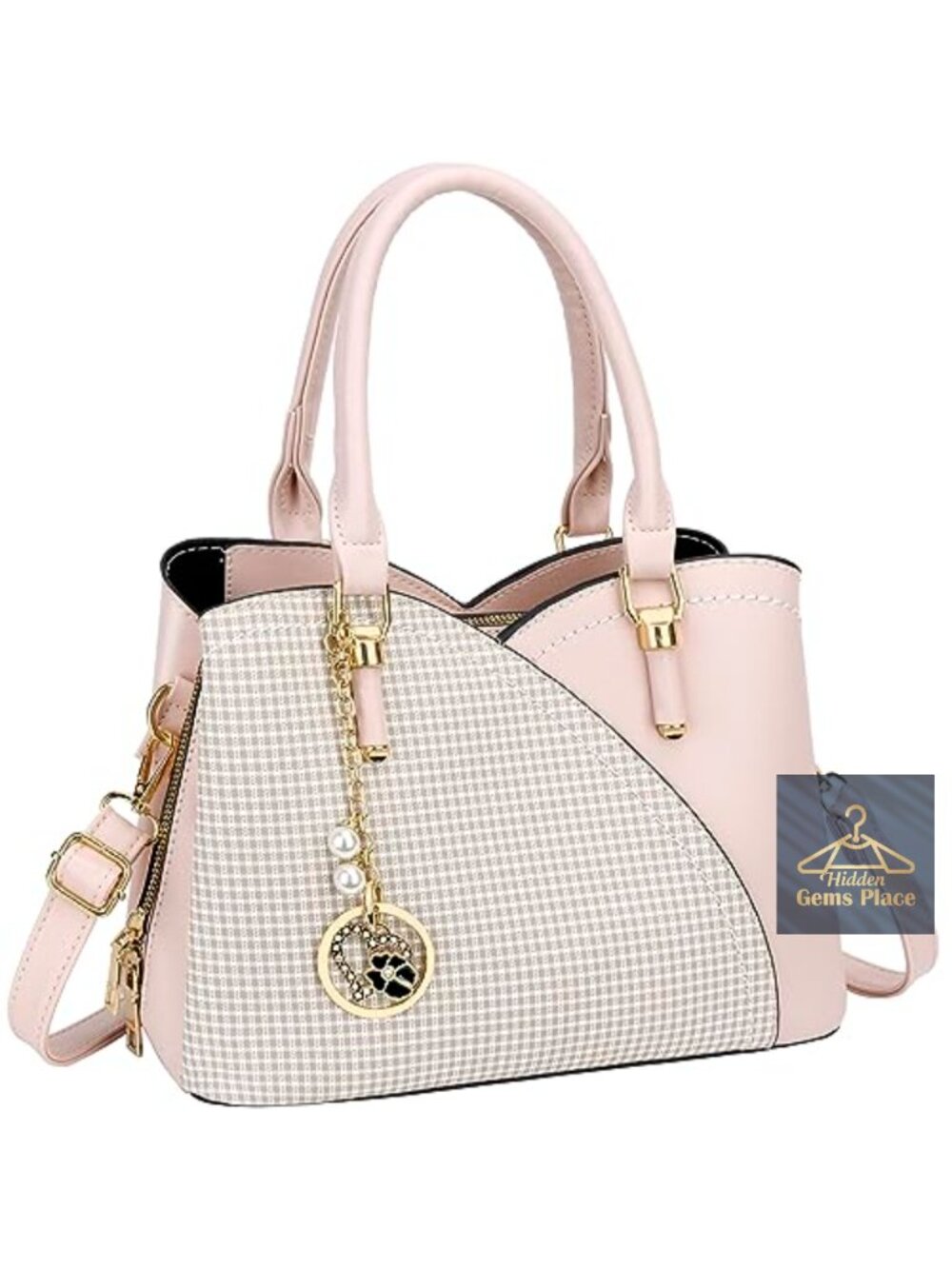 Triple Compartments Satchel Shoulder Bag Faux Leather